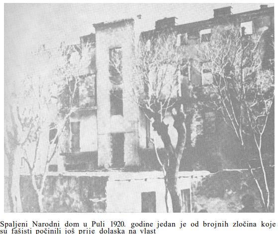 spaljeni Narodni dom u Istri